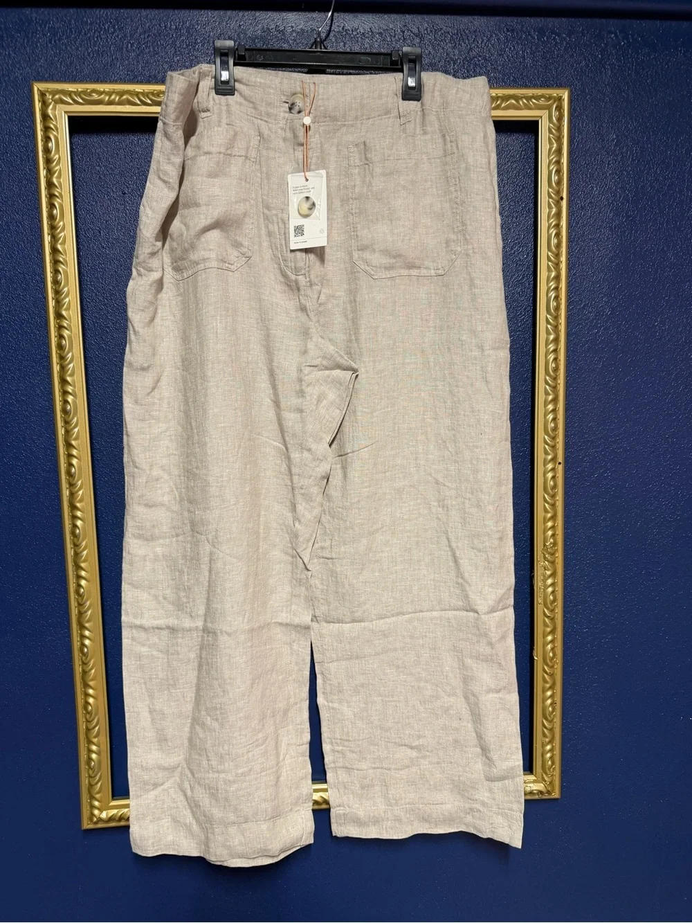 Quince Beige Linen-Blend Casual Chinos